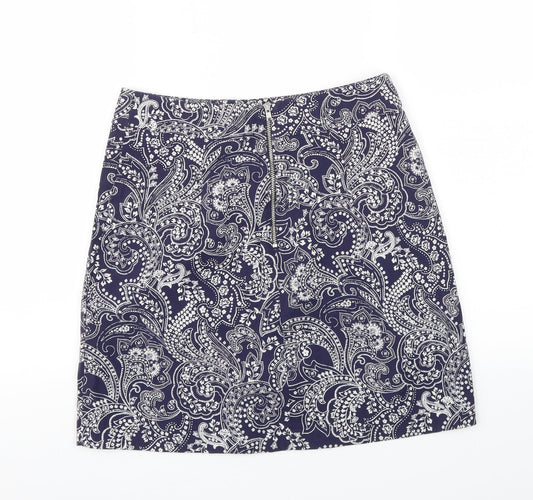 New Look Womens Blue Floral A-Line Skirt Size 8