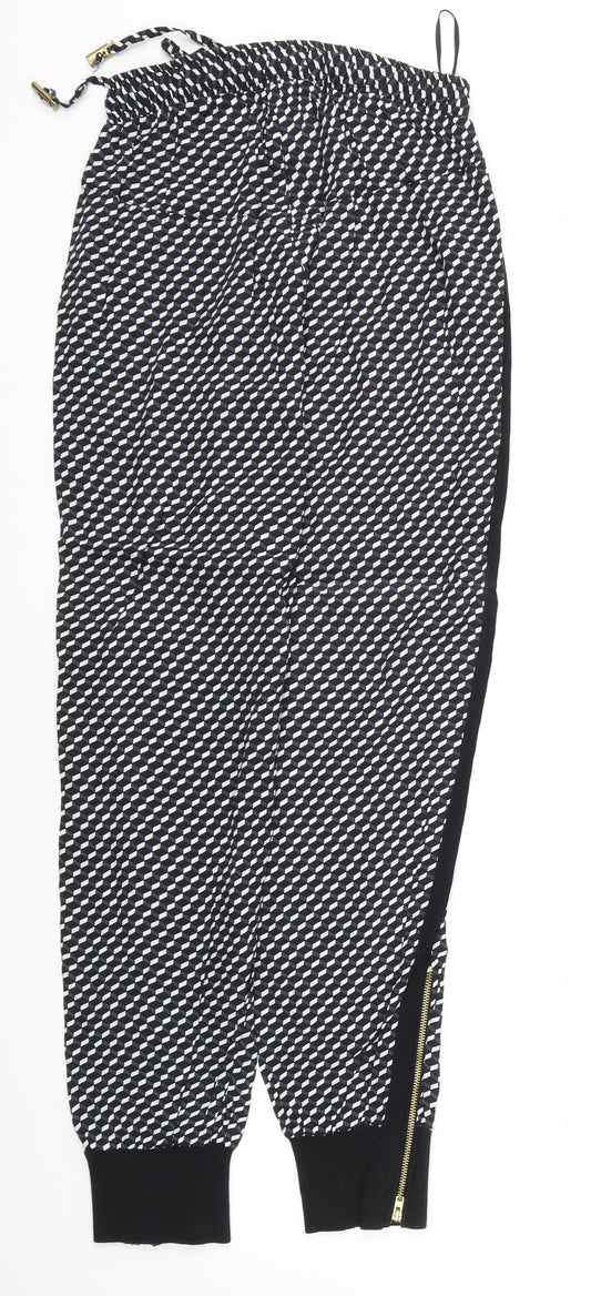 be beau Womens Black Argyle/Diamond Trousers Size 8 L29 in - Stretch waistband
