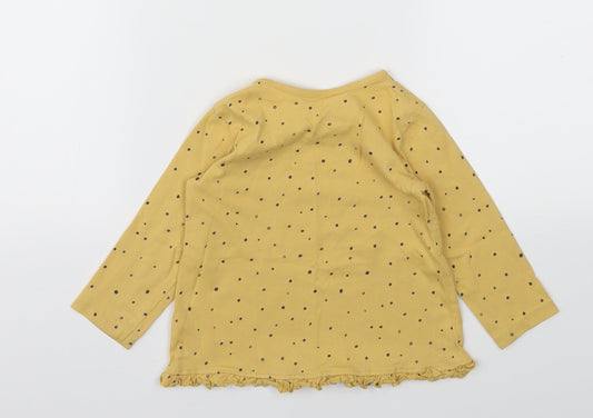 George Girls Yellow Spotted Basic T-Shirt Size 9-12 Months