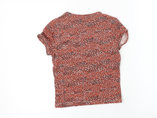 Topshop Womens Red Animal Print Basic T-Shirt Size 6