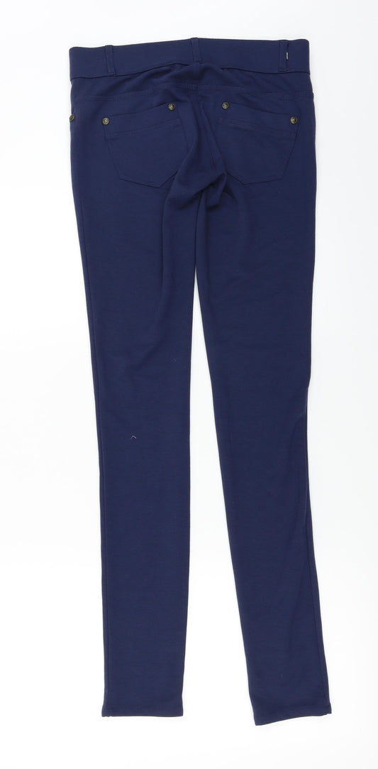 BYOU Womens Blue Trousers Size 12 L28 in