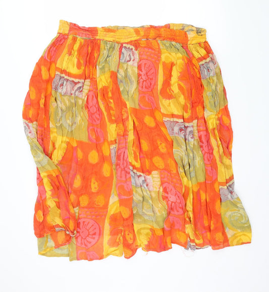 Preworn Womens Orange Geometric Flare Skirt Size 42 in