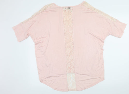 Voulez-Vous Womens Pink Jersey Basic T-Shirt Size M