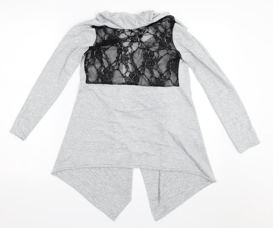 Miss Sassy Womens Grey Cardigan Jumper Size M - Waterfall Cardigan