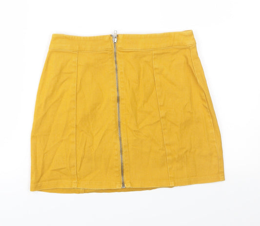 FOREVER 21 Womens Yellow Denim A-Line Skirt Size S