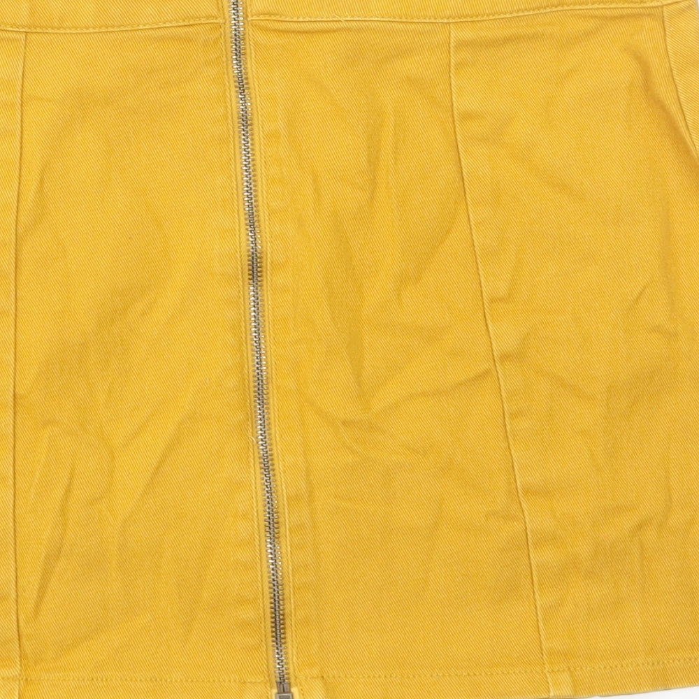 FOREVER 21 Womens Yellow Denim A-Line Skirt Size S