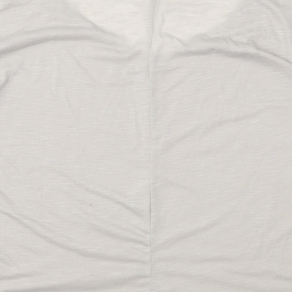 Brand and care label for Preworn women’s grey basic t-shirt, size S