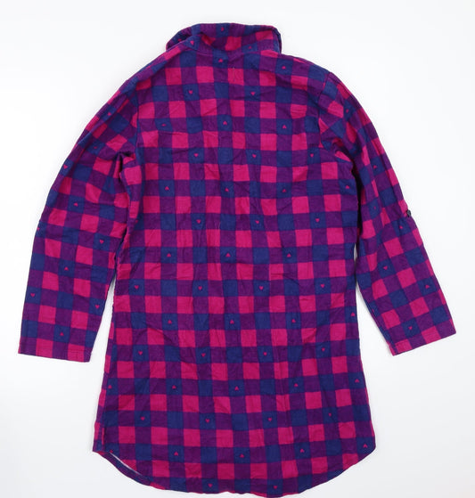 Adore Womens Purple Check Basic Button-Up Size 8