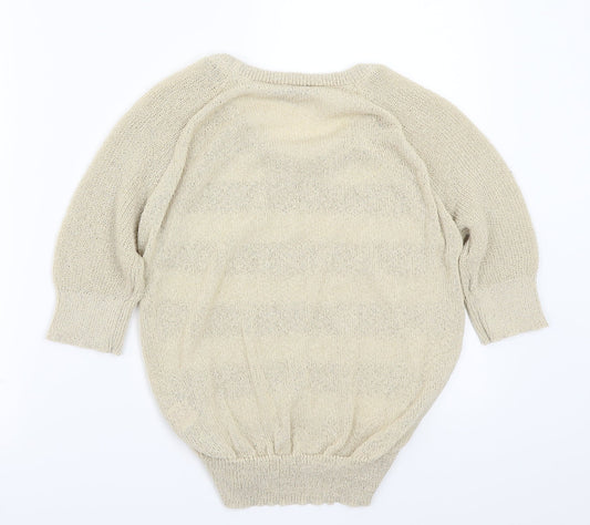 peacocks Womens Beige Striped Pullover Jumper Size M