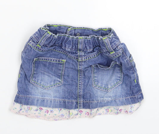 Marks and Spencer Girls Blue Denim A-Line Skirt Size 2 Years