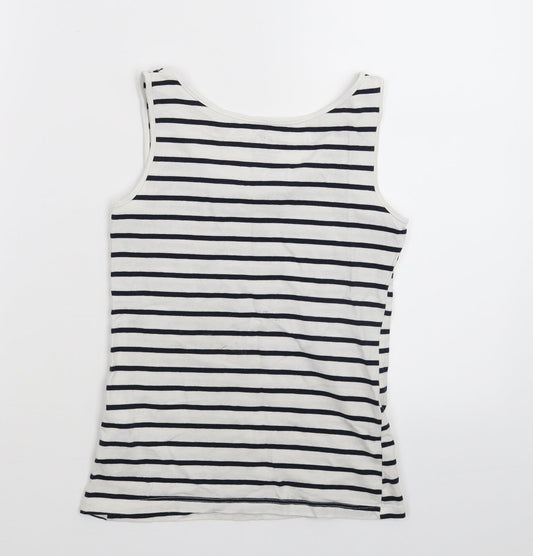 H&M Girls White Striped Basic Tank Size 11-12 Years