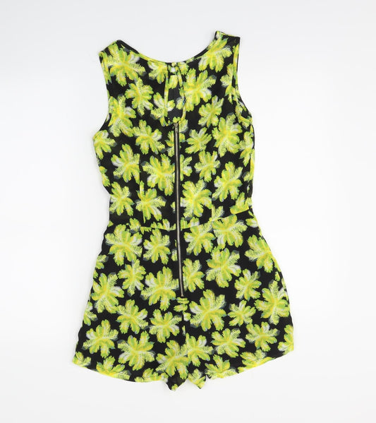Red Chilli Womens Black Floral Playsuit One-Piece Size 8 L3 in