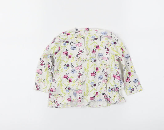 mini mol Girls White Floral Basic Polo Size 6-9 Months