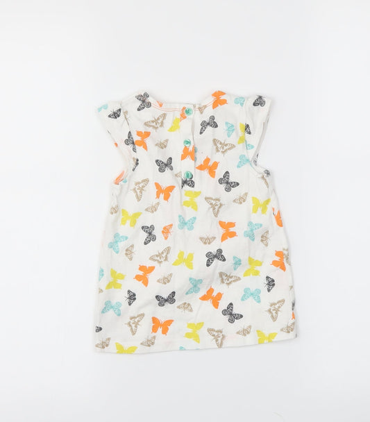 M&Co Girls White T-Shirt Dress Size 12-18 Months - butteflies