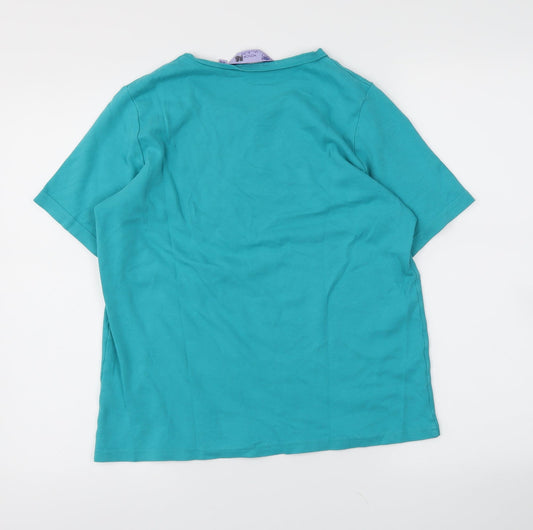 Honor Womens Green Basic T-Shirt Size 14