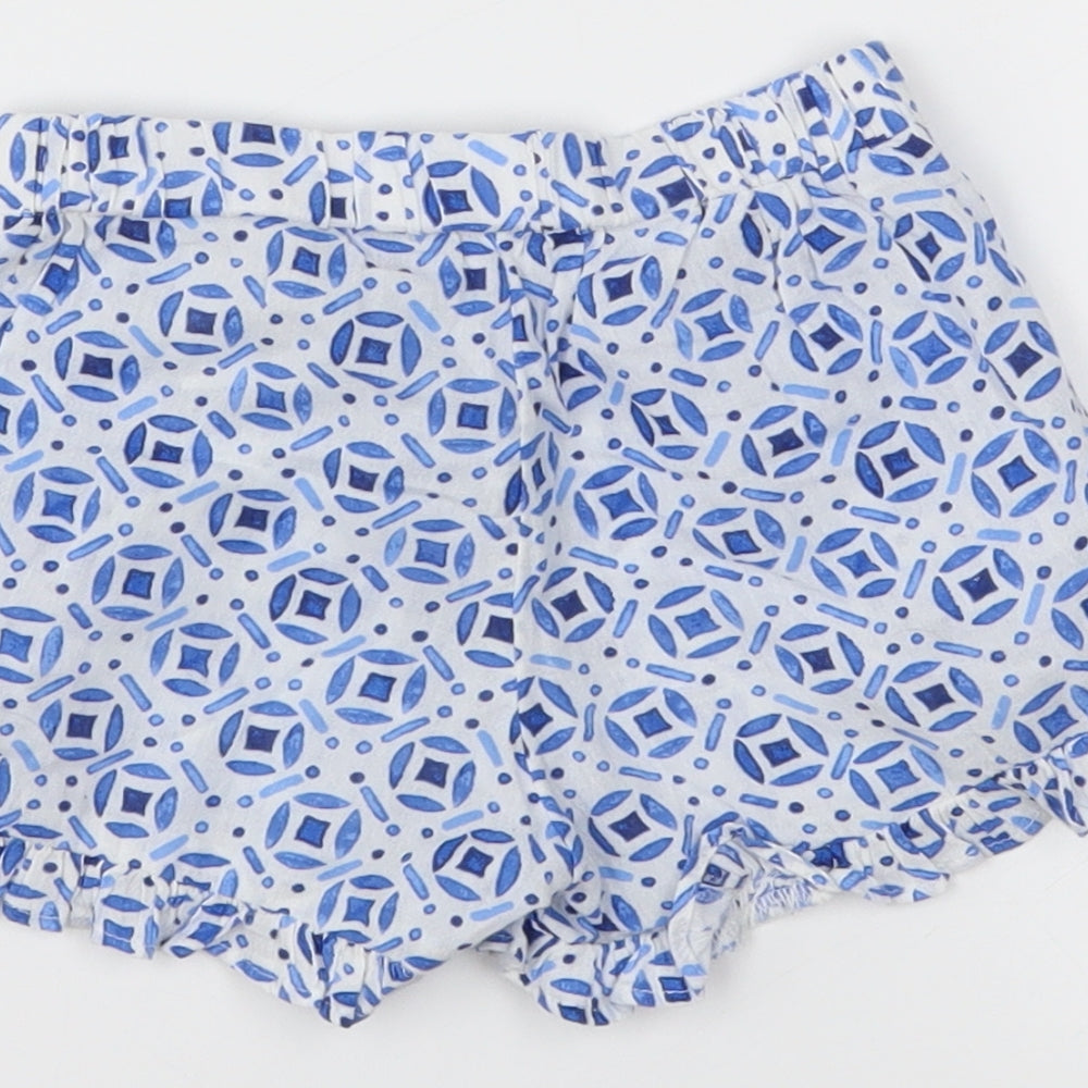 Brand and care label for H&M girls’ blue batik cropped trousers, size 12-18, months
