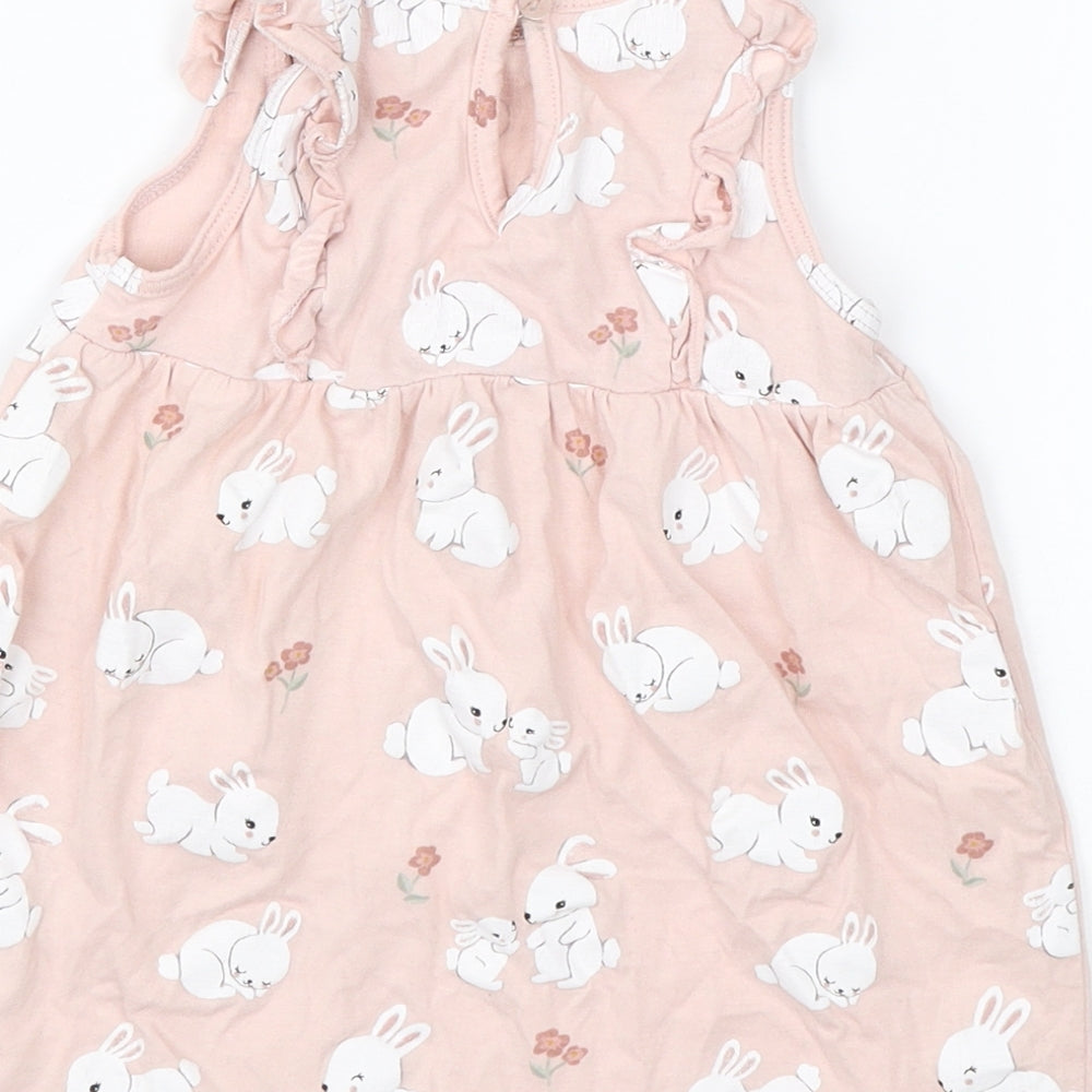 Brand and care label for H&M Baby Pink Shift, size 6-9, Months - Bunnies