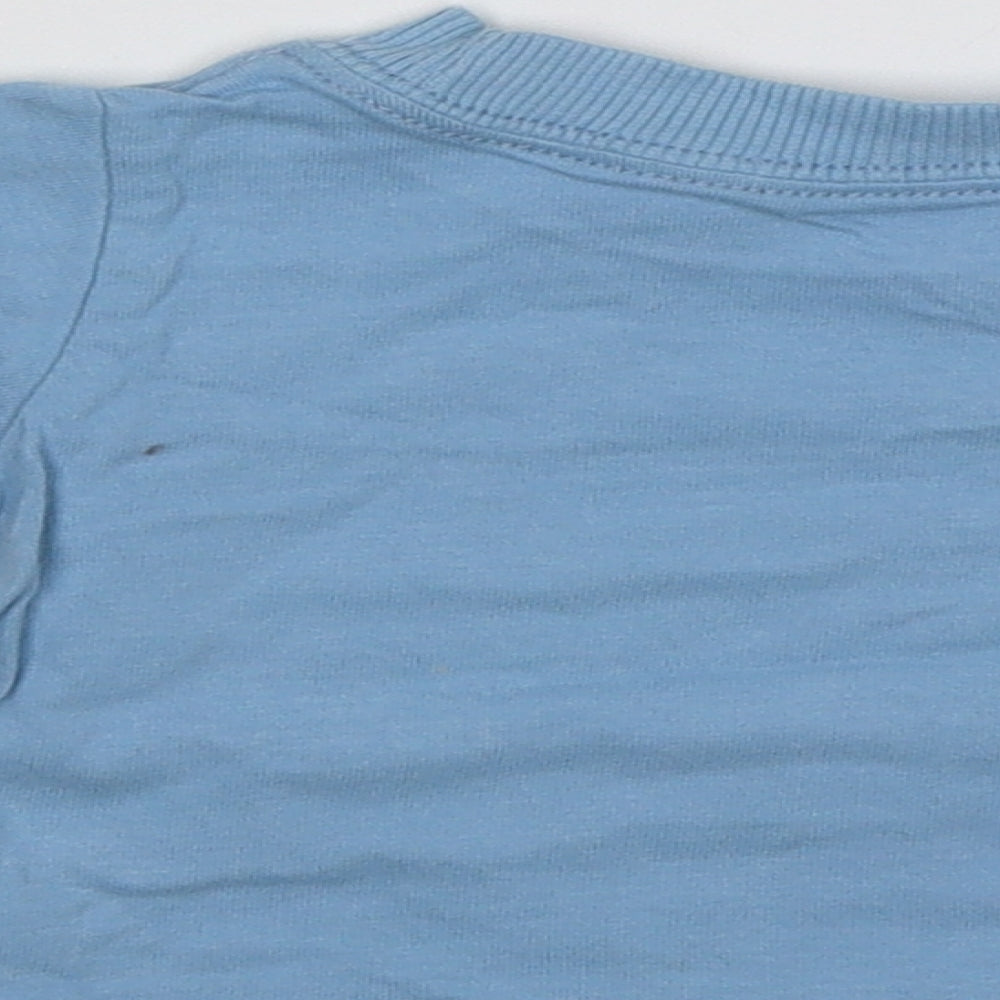 Preworn Baby Blue Jersey T-Shirt Size 0-3 Months - Watch out for the scary bear