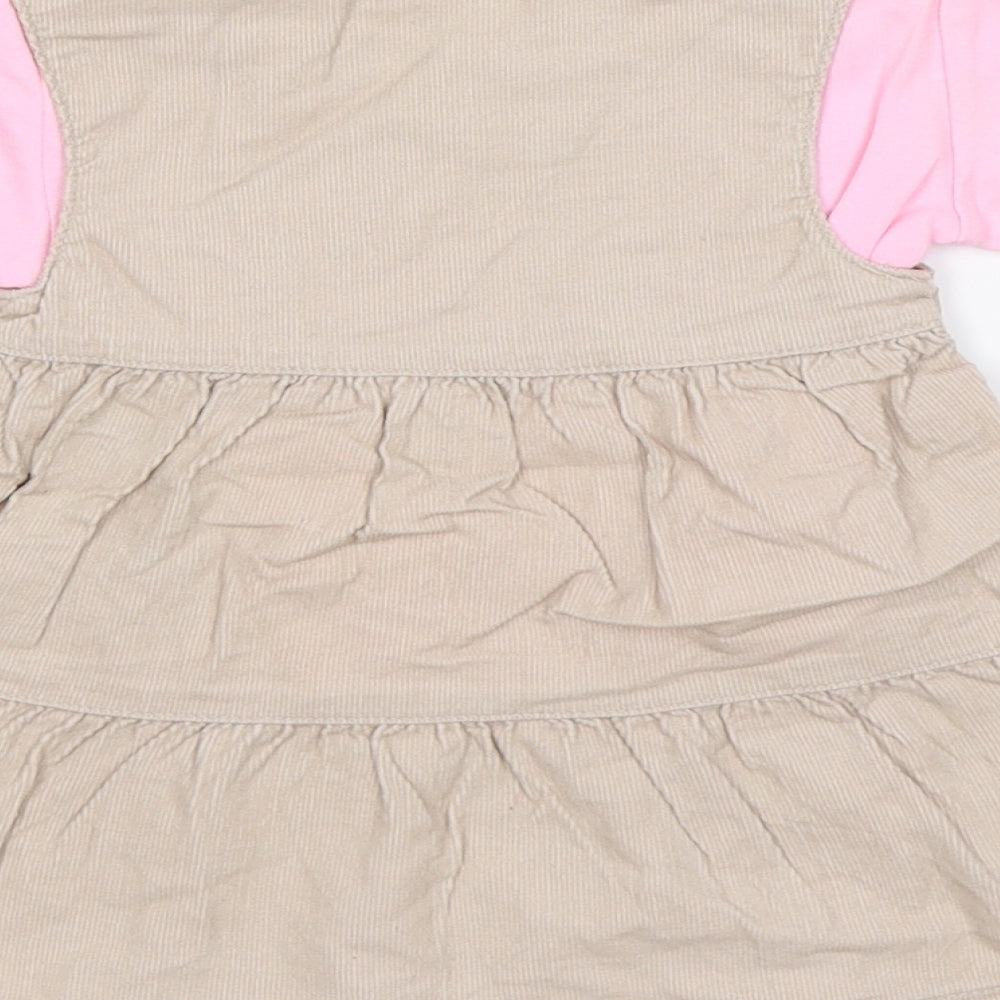 Brand and care label for Baby Mac Baby Beige Shift, size 0-3, Months - Flowers