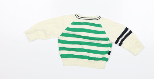 mamas & papas Baby White Striped Pullover Jumper Size 0-3 Months - Golden Duck