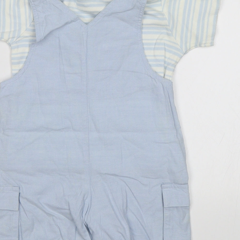 NEXT Baby Blue Striped Dungaree One-Piece Size 3-6 Months - Dog
