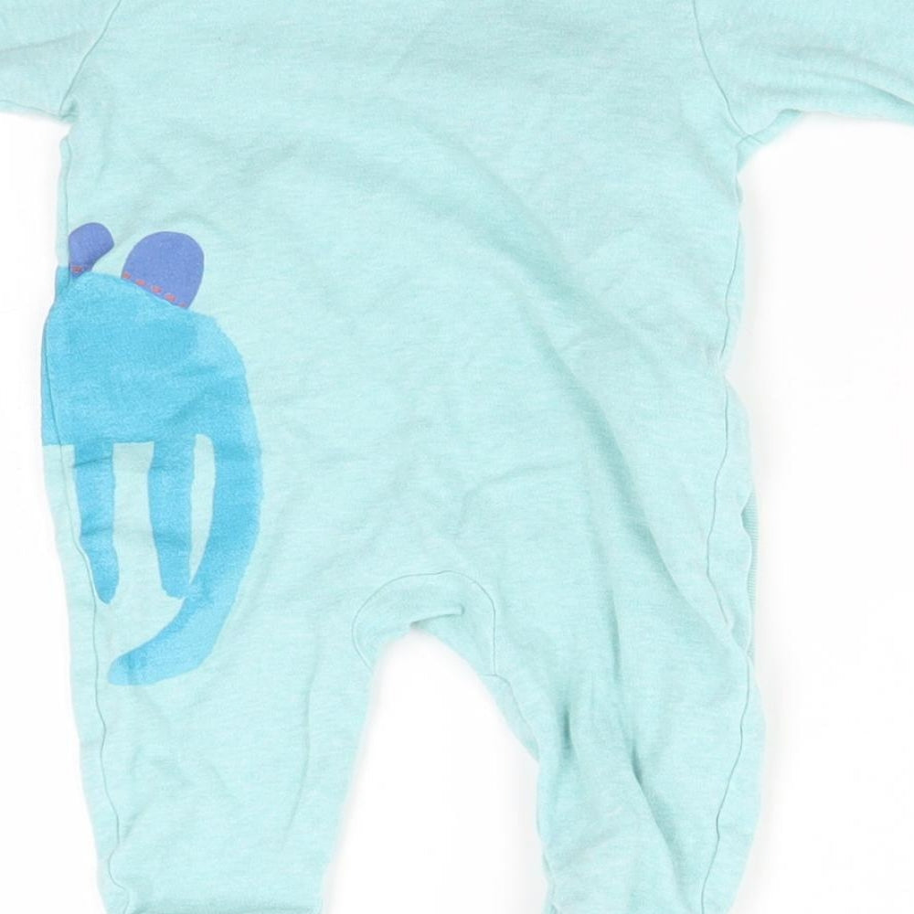 Brand and care label for Next Baby Green Babygrow One-Piece, size 0-3, Months - DINOSAUR