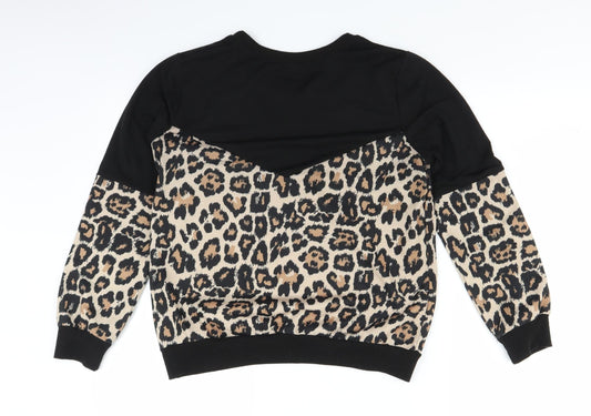 Preworn Womens Black Animal Print Pullover Jumper Size S
