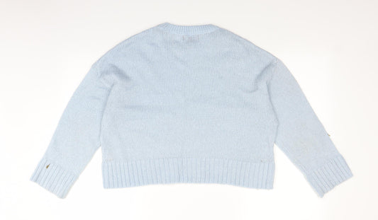 New Look Womens Blue Knit Pullover Jumper Size M