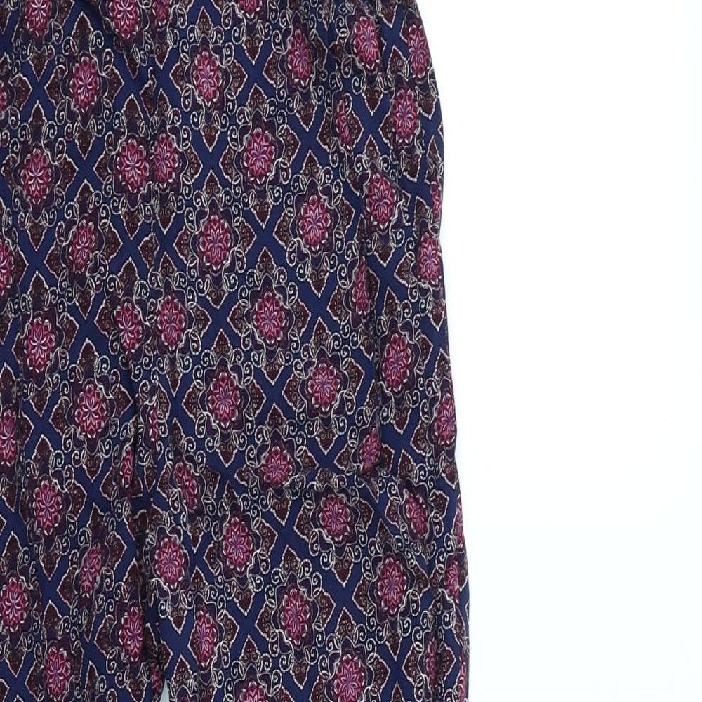 New Look Womens Blue Geometric Jumpsuit One-Piece Size 6 L28 in
