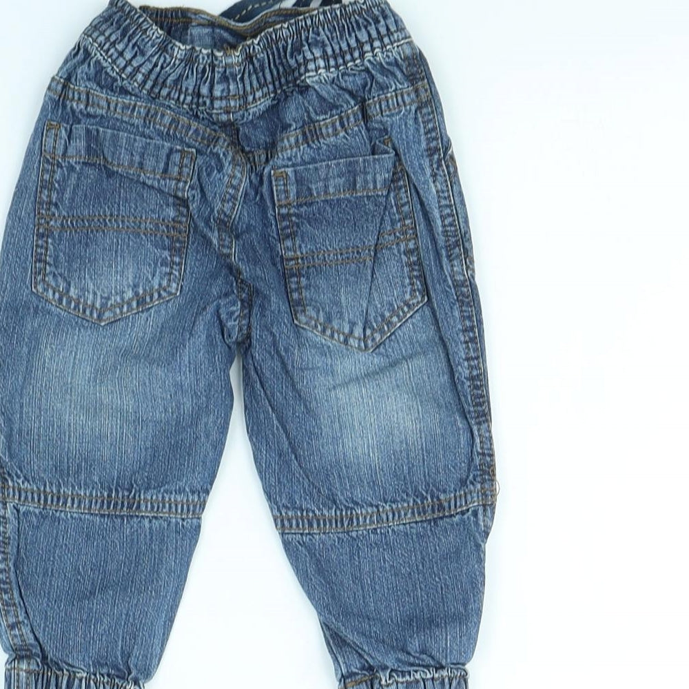 Brand and care label for Rebel Baby Blue Cargo Trousers, size 9, Months
