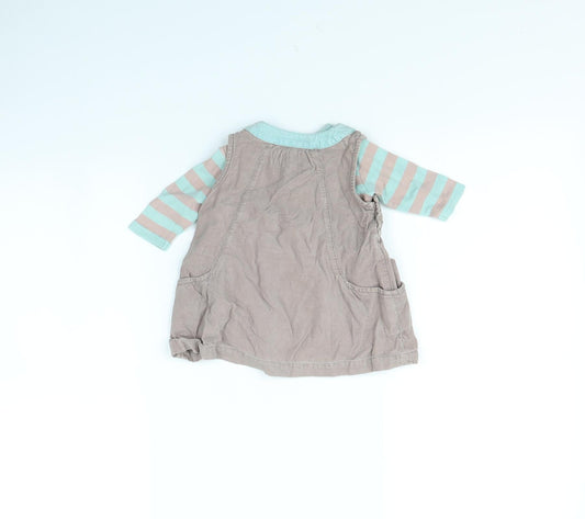 NEXT Girls Grey Pinafore/Dungaree Dress Size 0-3 Months