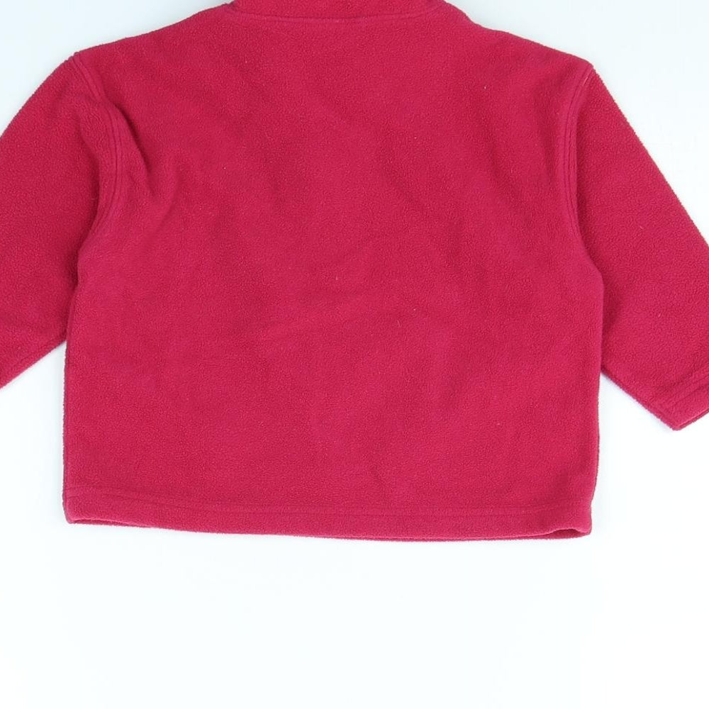 Brand and care label for Preworn girls’ pink jacket, size 9-12, months
