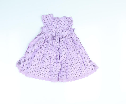 M&Co Girls Purple Polka Dot Fit & Flare Size 12 Months