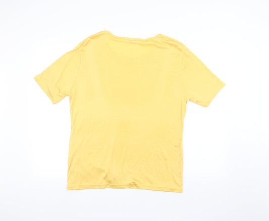 ELVI Womens Yellow Basic T-Shirt Size M