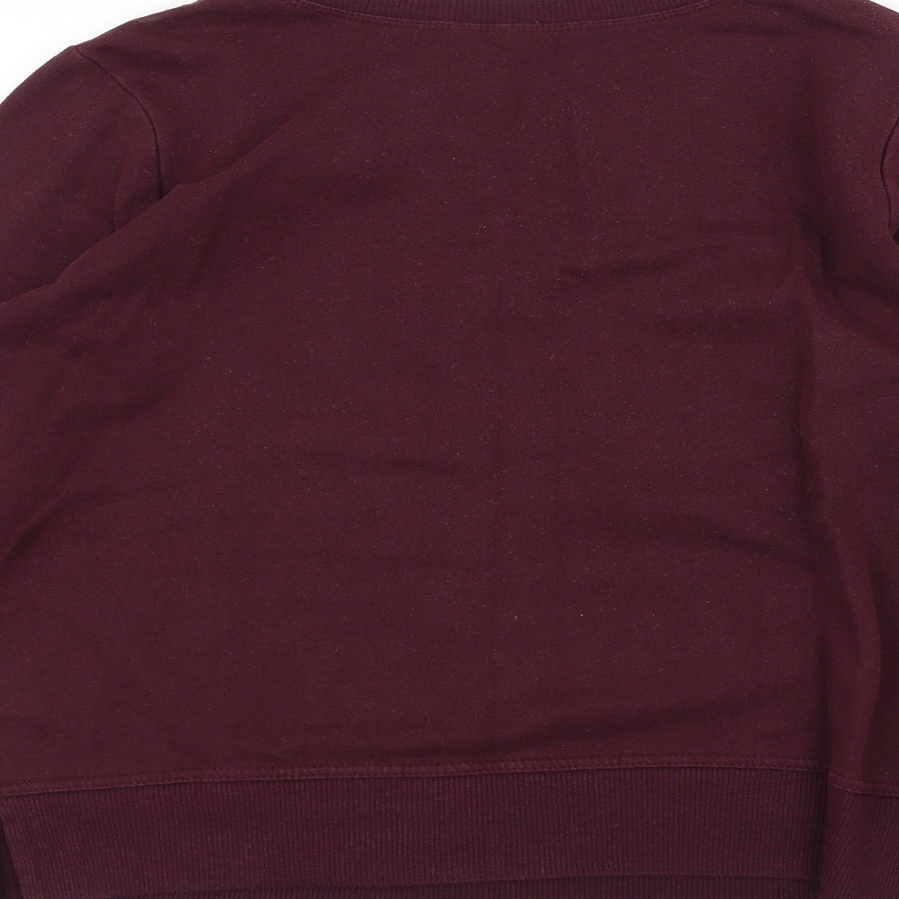 Brand and care label for Gap women’s purple jumper, size M