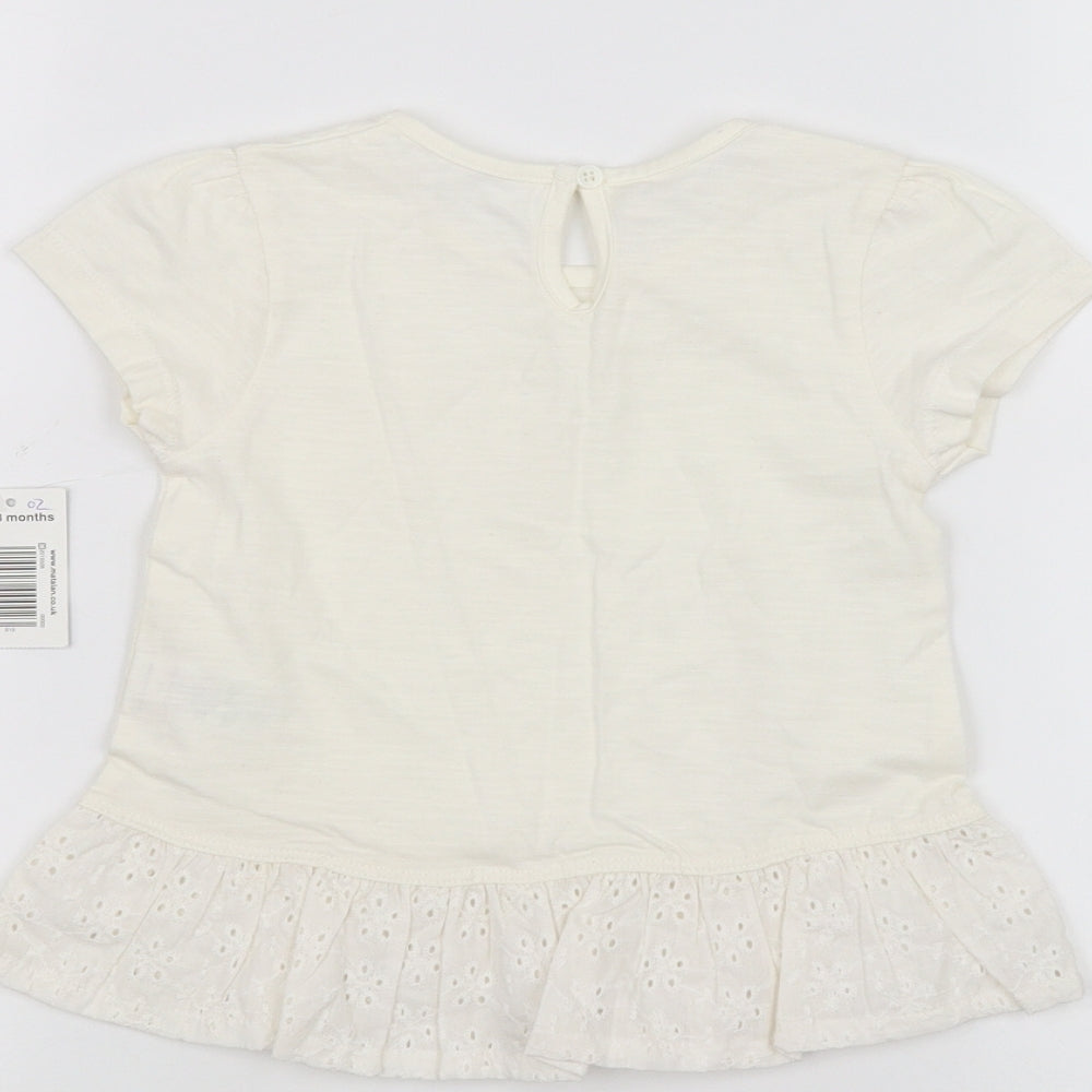 Brand and care label for Matalan Baby White A-Line, size 12-18, Months
