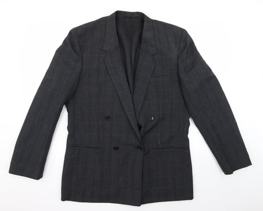 Additional front view of Burton men’s black striped overcoat coat, size L