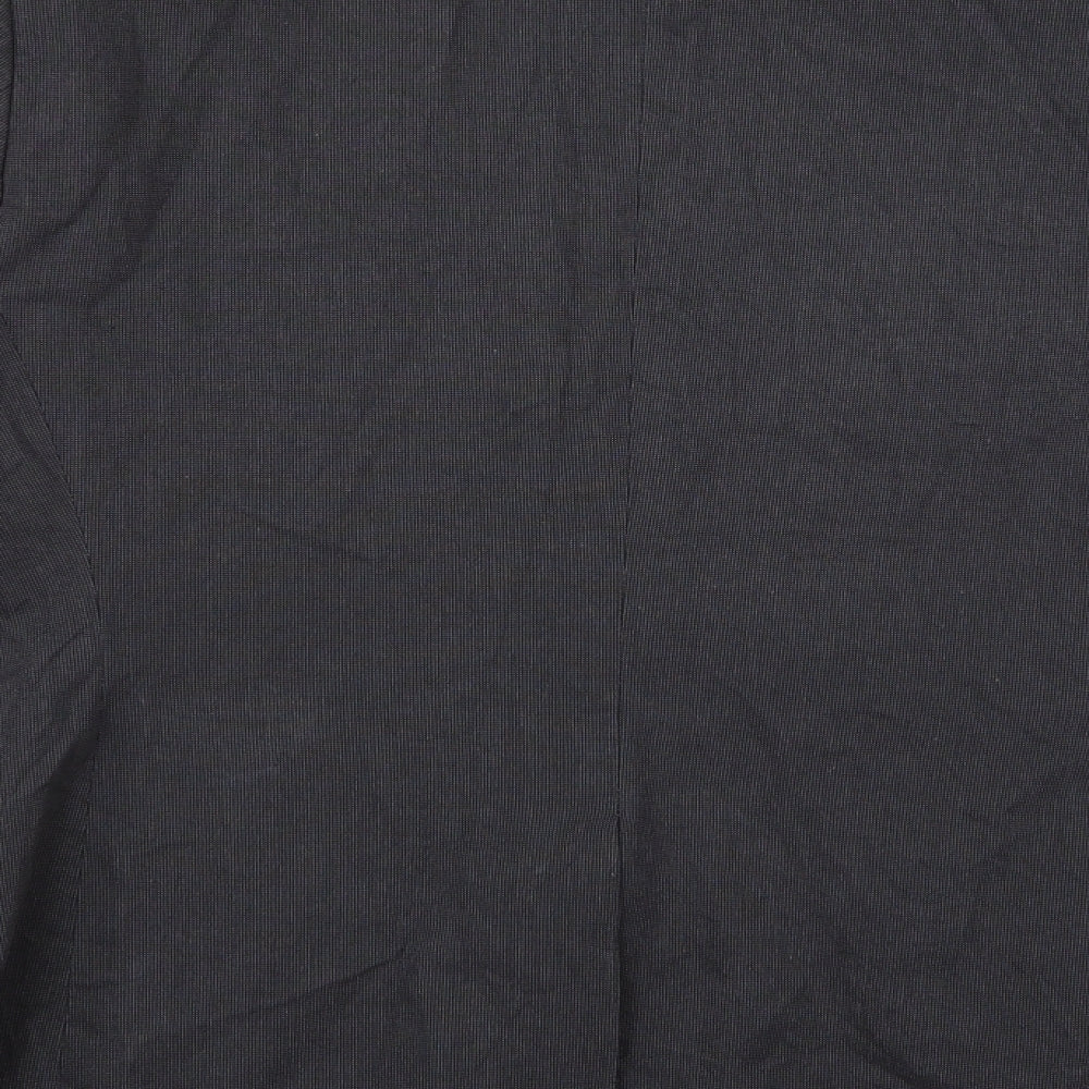 Brand and care label for H&M women’s grey trench coat coat, size UK 34