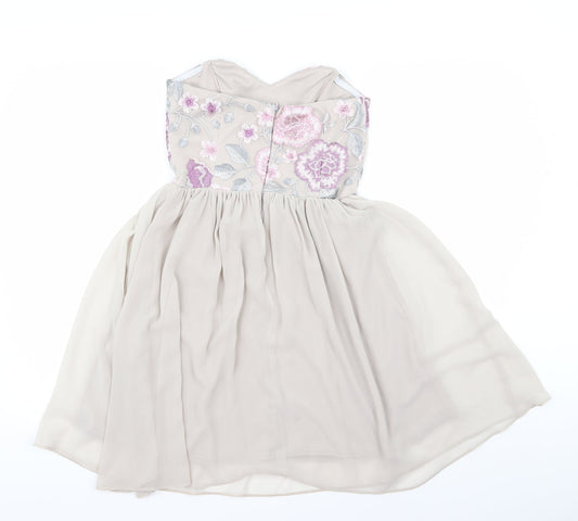 atmoshere Womens Beige Floral Fit & Flare Size 10