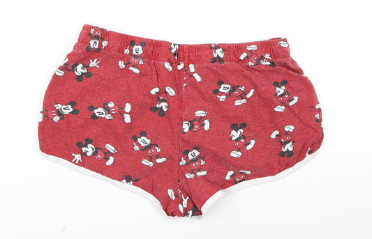 Back view of Disney women’s red animal print hot pants shorts, size S