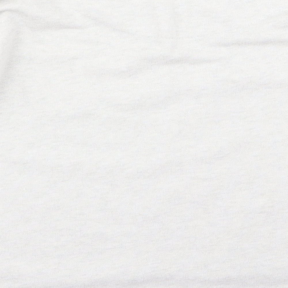 Brand and care label for Next girls’ grey rayon jumper, size M