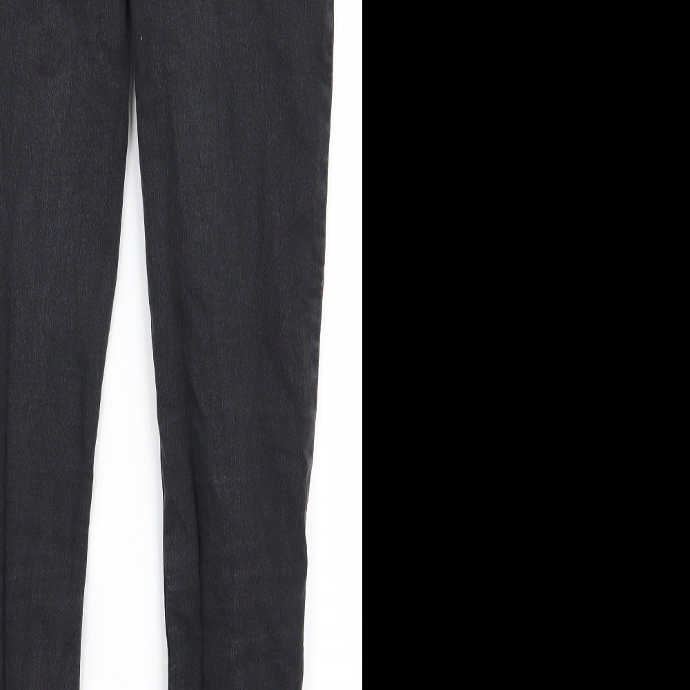 Brand and care label for women’s black skinny jeans, size UK 12, 27-inch leg