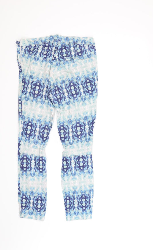 H&M Womens Blue Trousers Size 6 L24 in - Tie Dye Effect