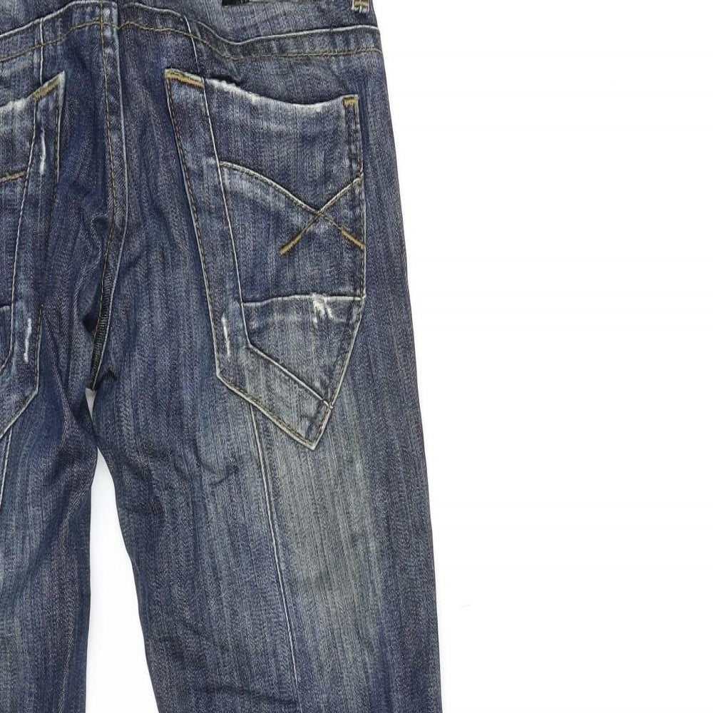 Brand and care label for Edward women’s blue denim straight jeans, size UK 26, in, 28-inch leg