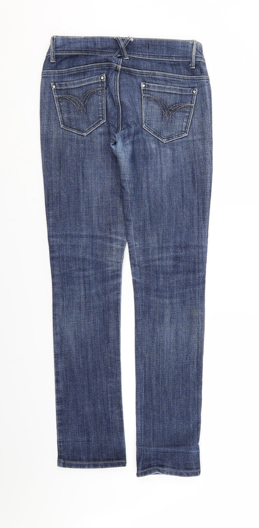 Quiz Womens Blue Denim Straight Jeans Size 8 L31 in