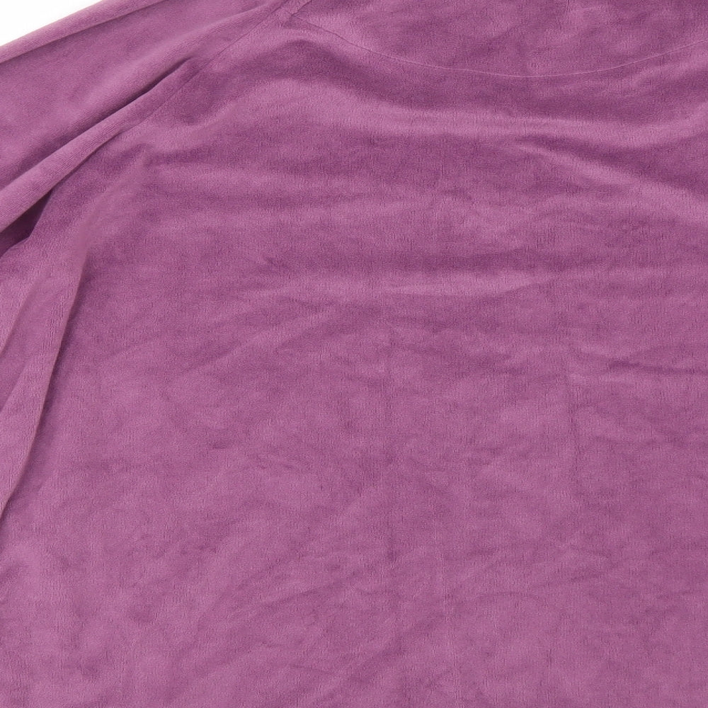 Brand and care label for Love To Lounge women’s purple pullover sweatshirt, size UK 14