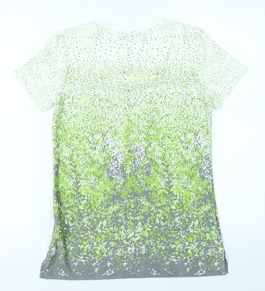 Alexara Womens Green Floral Basic T-Shirt Size 10