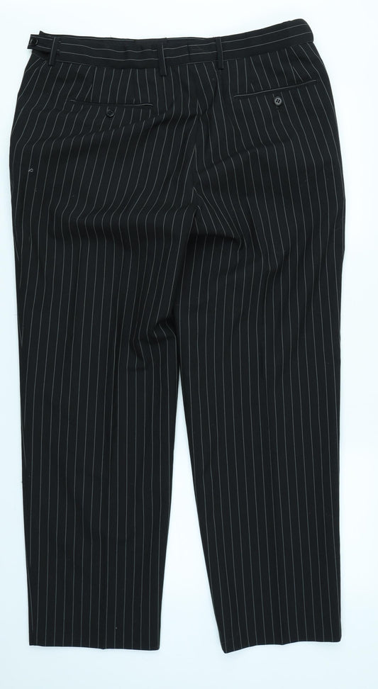 Preworn Mens Black Striped Capri Trousers Size 38 in L26 in