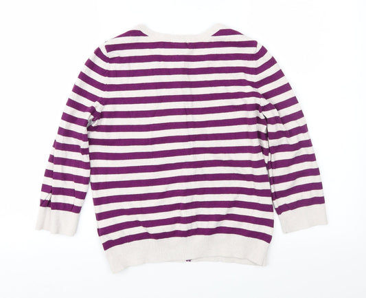H&M Womens Purple Striped Cardigan Jumper Size S