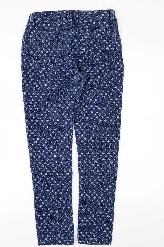 Denim & Co. Girls Blue Geometric Denim Skinny Jeans Size 12 Years